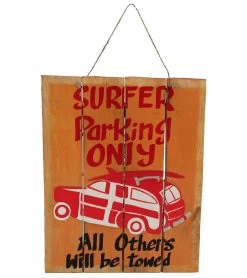Surfer Parking Wood Slat Sign 12"x16"