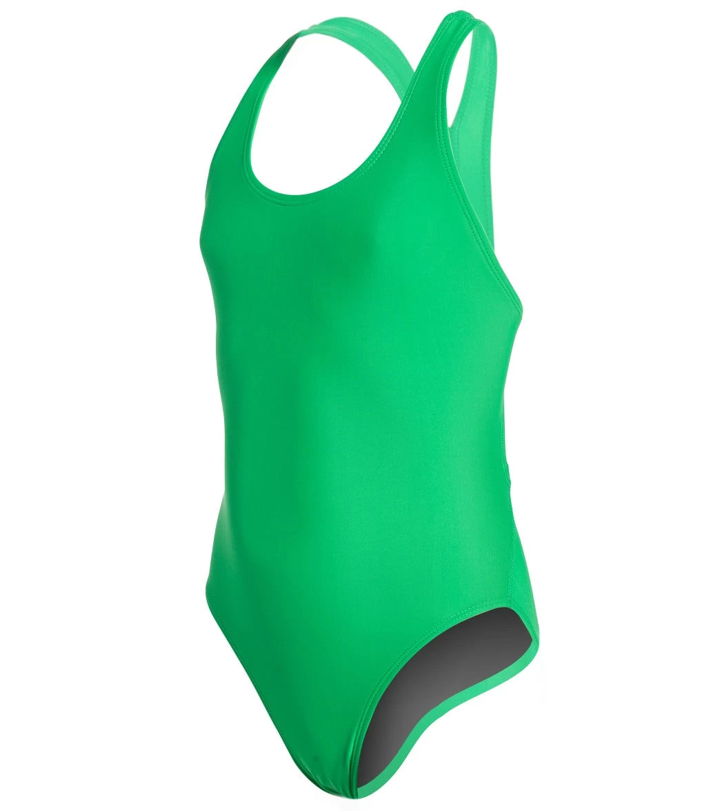Essential Solid Wide Strap One Piece Swimsuit Youth (22-28)