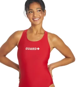 Guard Solid Wide Strap One Piece Swimsuit
