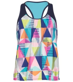 TYR Girls' Jigsaw Ava 2 In 1 Tankini Top (Little Kid, Big Kid)