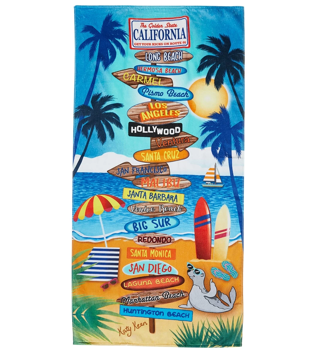 Dohler California Signs Beach Towel 30”X 60”
