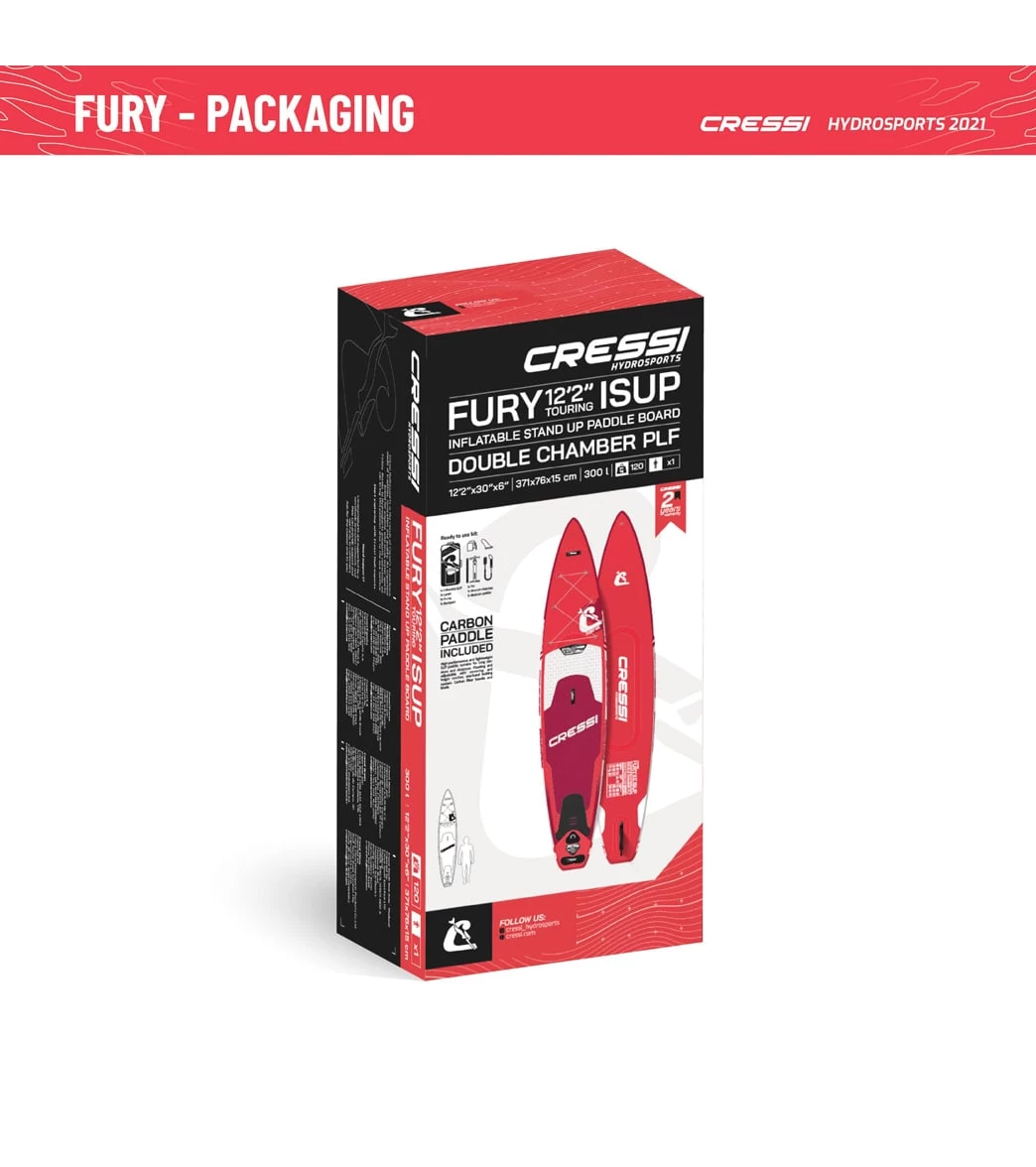 CRESSI Set Isup Fury Touring Dc 12’2’' Rosso Inflatable SUP - Image 9