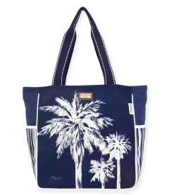Navy / White Palm Tree Shoulder Tote
