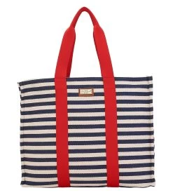 Nautical Striped Square Shoulder Tote