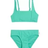 Seafolly Girls' Essential Square Neck Two Piece Bikini Set (Big Kid)