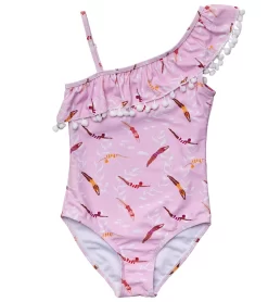 Girls' Diving Diva One Shoulder Frill One Piece Swimsuit (Toddler, Little Kid, Big Kid)