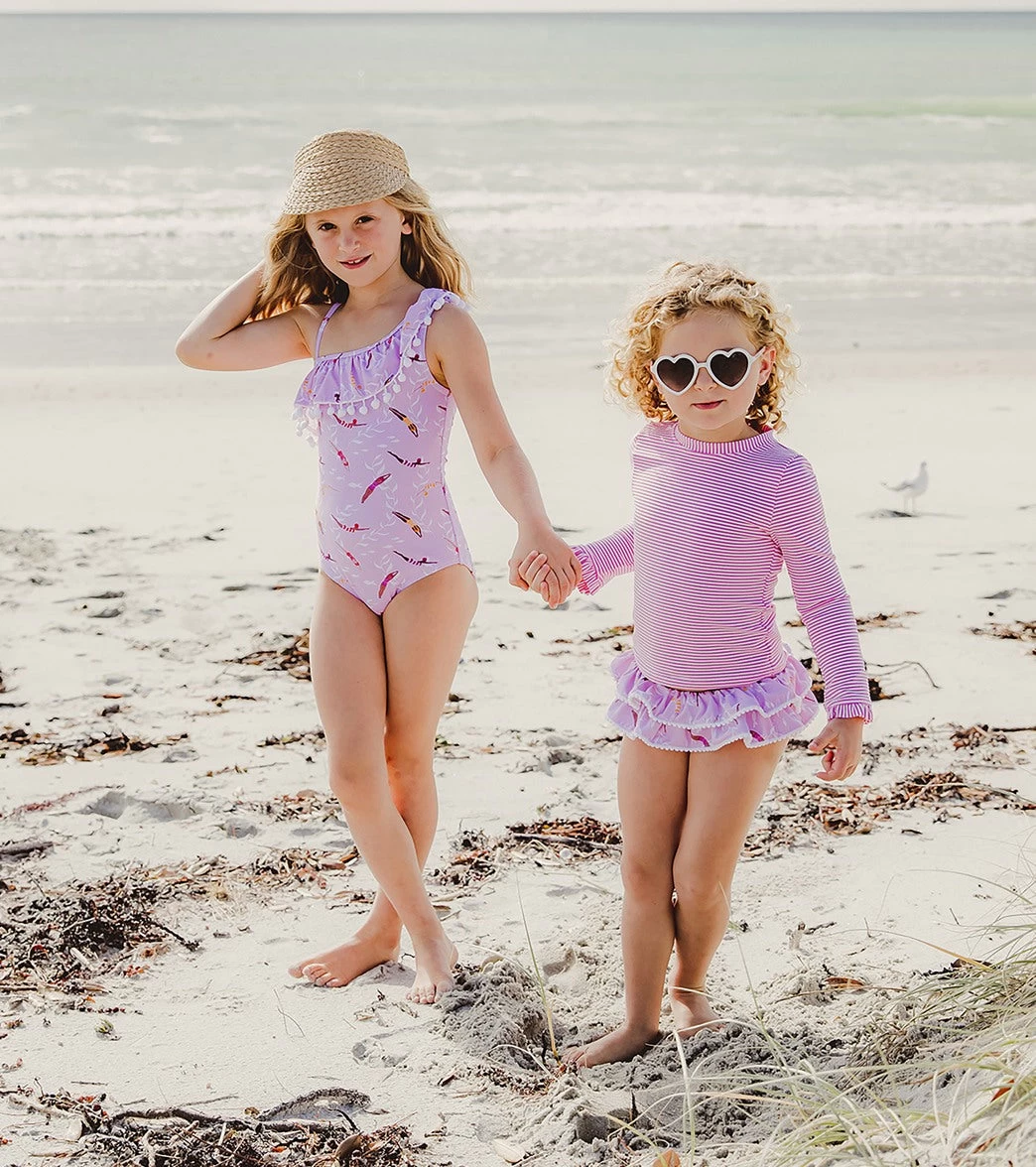 Girls' Diving Diva One Shoulder Frill One Piece Swimsuit (Toddler, Little Kid, Big Kid) - Image 4